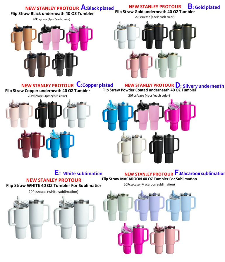 40oz Protour Blank Sublimation Flip Straw Macaroon Quencher Tumbler-CNLCA
