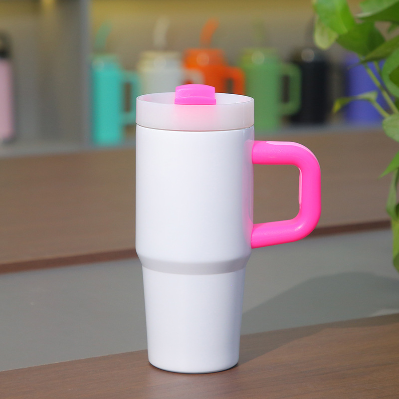 14oz White Blank Sublimation School Kids Tumbler with Color Handle-CNLCA