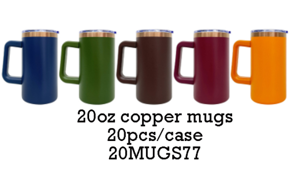 20oz Chubby Rainbow Copper Plated Underneath Car Tumbler Mug with Removable Handle For Laser-CNLCA