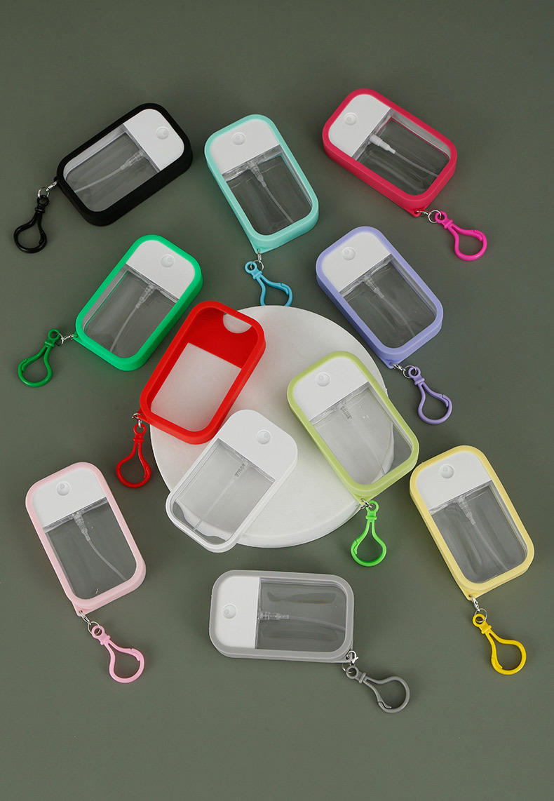 50ml Portable Card-type Spray Bottle Alcohol Perfume Hand Sanitizer Dispenser Spray Bottle Silicone Set-CNLCA