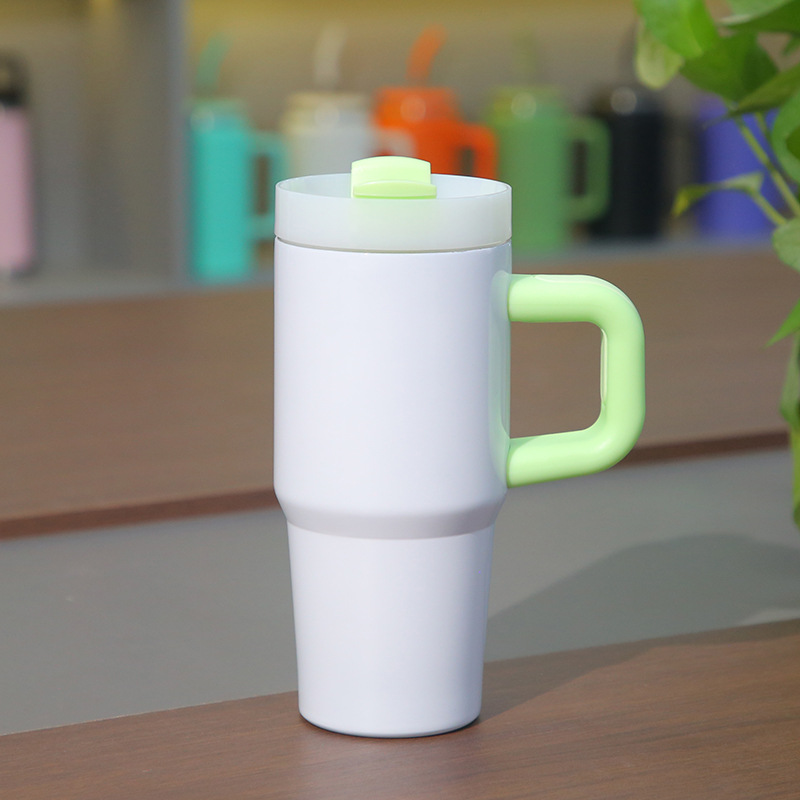 14oz White Blank Sublimation School Kids Tumbler with Color Handle-CNLCA