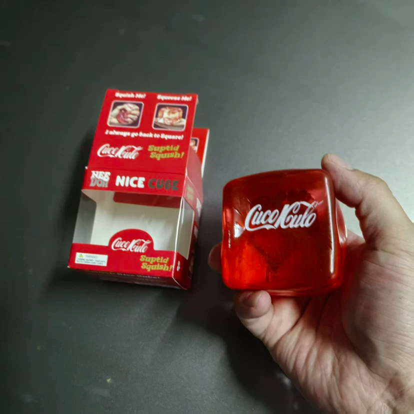 NeeDoh Style Nice Cube Soda Drink Squishy Toy Simulated Coke Red Brute Monster Beverage Cube Fidget Squeeze Ball-CNLCA