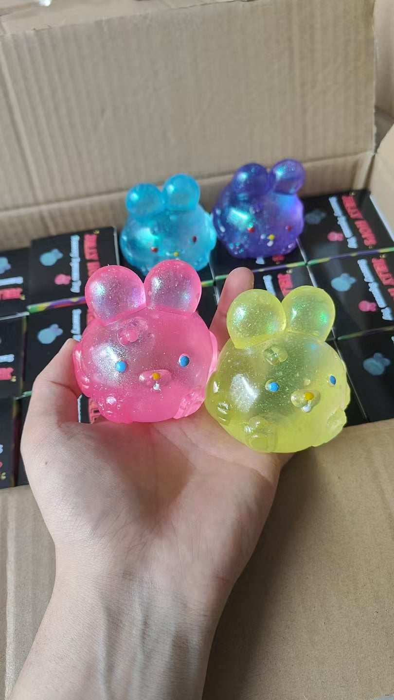 Glitter Jolly Hops Rabbit Squish Jelly Bunny Squishy Maltose Filled ASMR Stress Relief Fidget Squeeze Toy-CNLCA