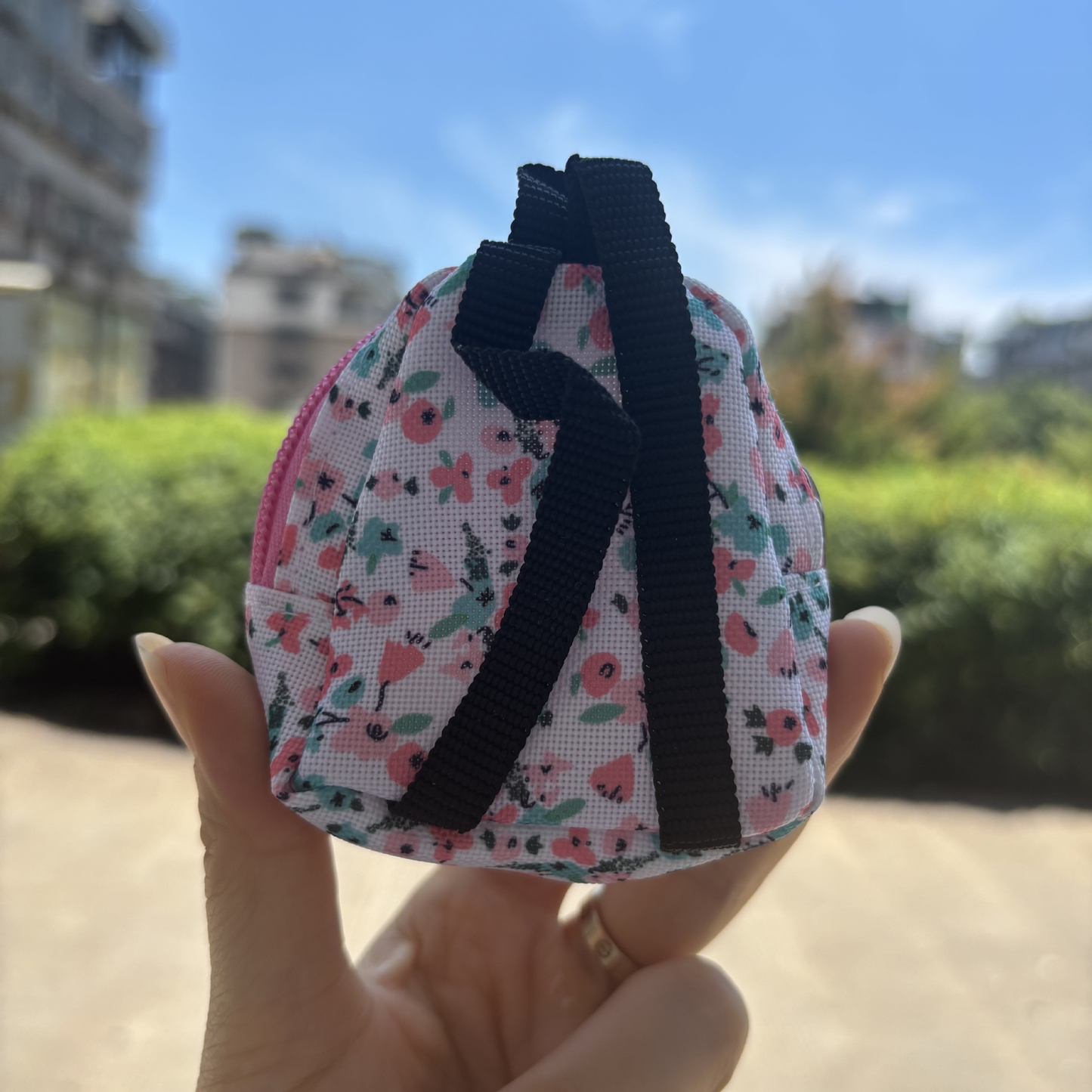 7.5*7.5*3CM Double Shoulder Zipper Small Money Pouch Keychain Mini Backpack Pendant-CNLCA