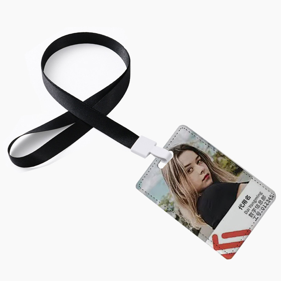 PU Leather Blank Sublimation Company Name Work ID Card Holder Student Card Case-CNLCA