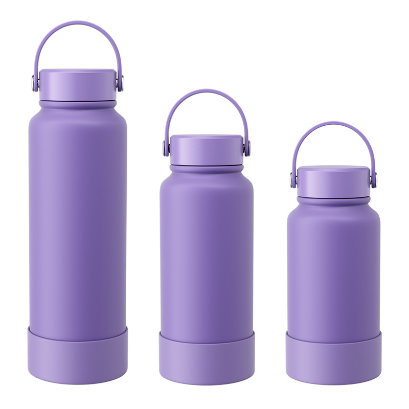 650ml 1000ml 1200ml Powder Coated Stainless Steel Water Bottle with Handle Lid-CNLCA