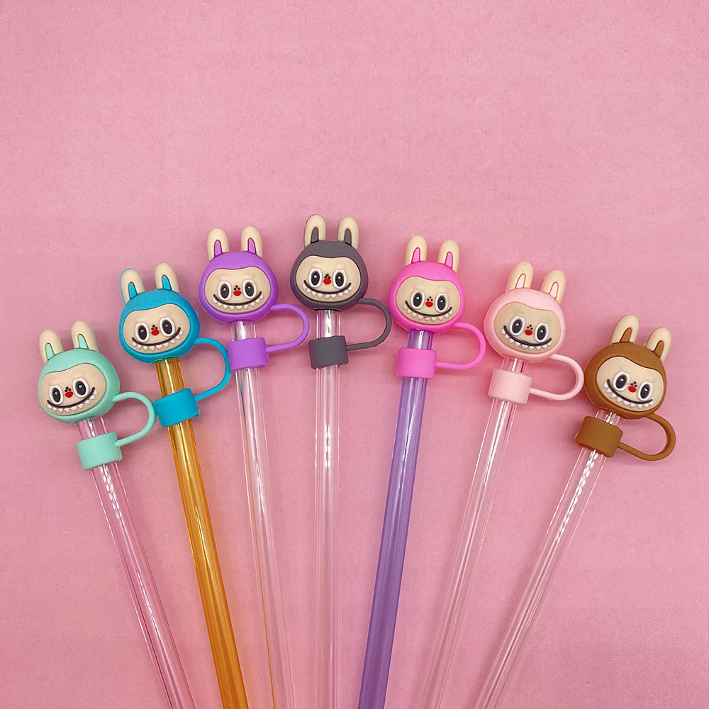 Cute LABUBU 10mm Straw Toppers Dust-proof Plug Straw Caps for Tumblers -CNLCA