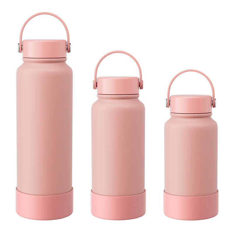 650ml 1000ml 1200ml Powder Coated Stainless Steel Water Bottle with Handle Lid-CNLCA