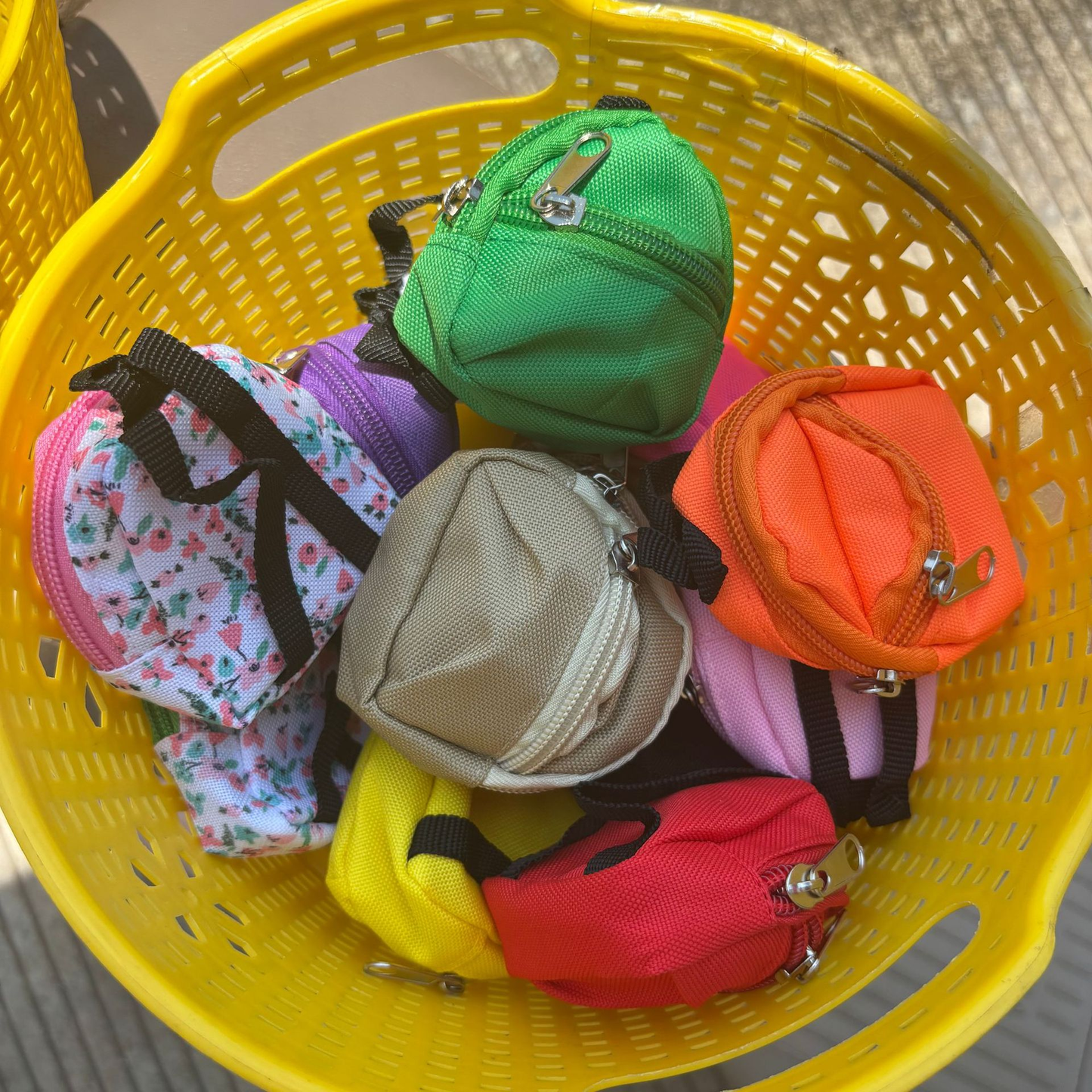 7.5*7.5*3CM Double Shoulder Zipper Small Money Pouch Keychain Mini Backpack Pendant-CNLCA
