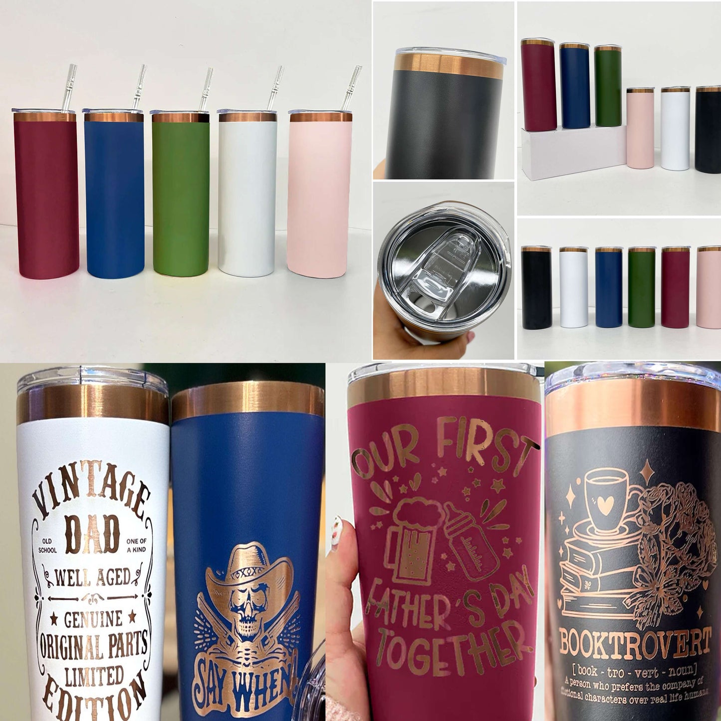 To Canada 20oz Powder Coated Copper Plated Skinny Straight Tumbler For Laser-LCA