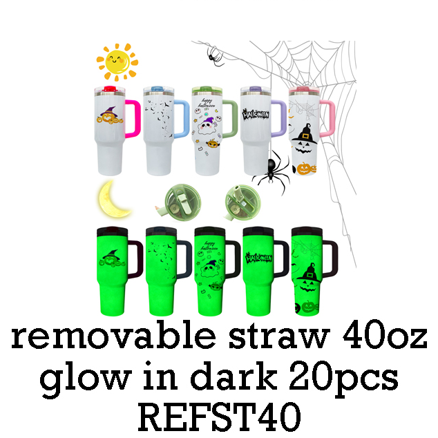 40oz White Blank Sublimation Glow In Dark Protour Leak Proof Lid Quencher Tumbler with Color Handle -CNLCA