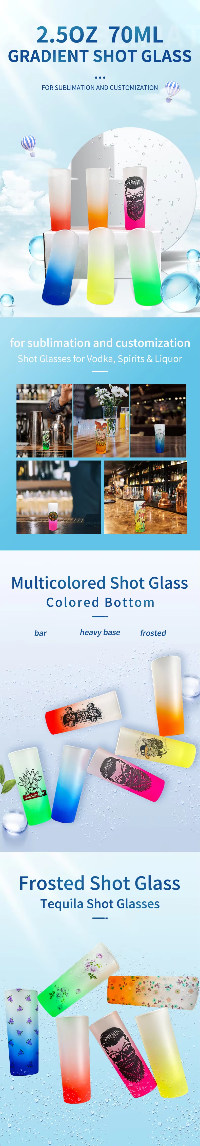 2.5oz Blank Sublimation Ombre Shot Glasses Mini Shot Glass Can-CNLCA
