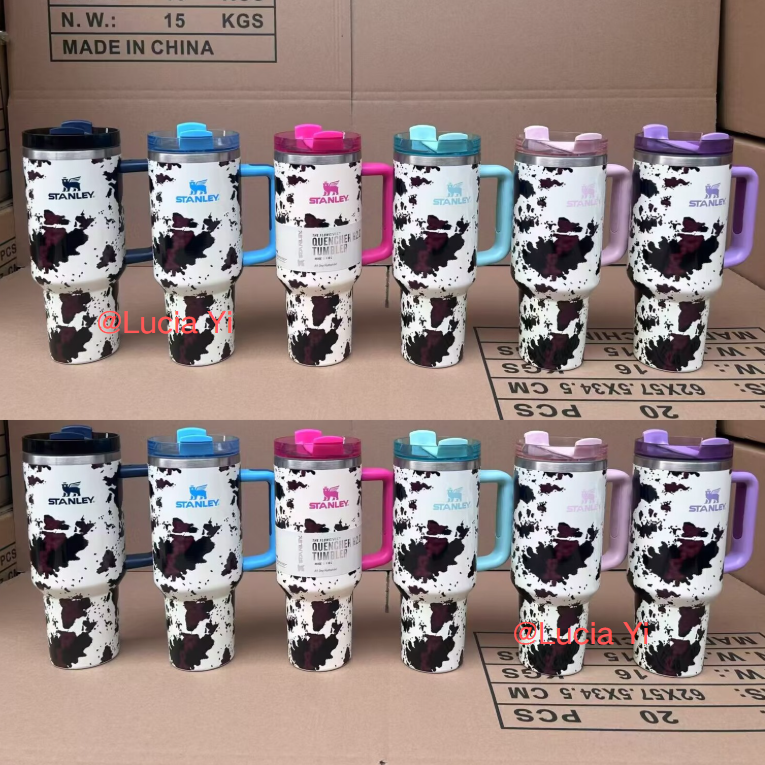 40oz Cow Print Stanleys Quencher Tumbler-CNLCA