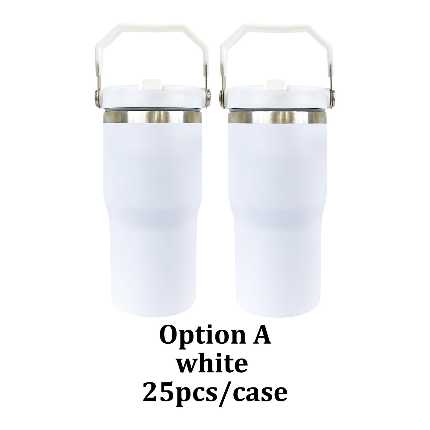 20oz White Blank Sublimation School Kids Flip Straw Tumbler Water Bottle-CNLCA