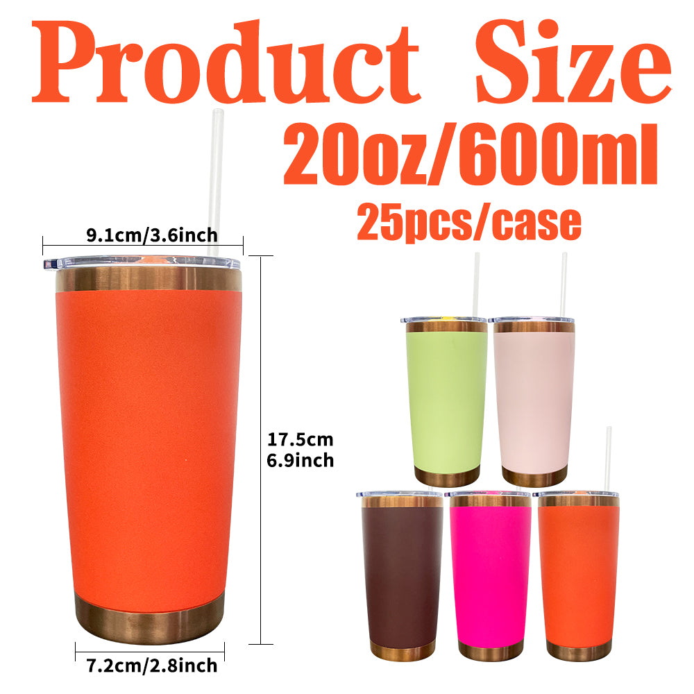 20oz New Color Copper Plated Underneath Powder Coated Yeti Style Car Tumbler Coffee Mugs-CNLCA