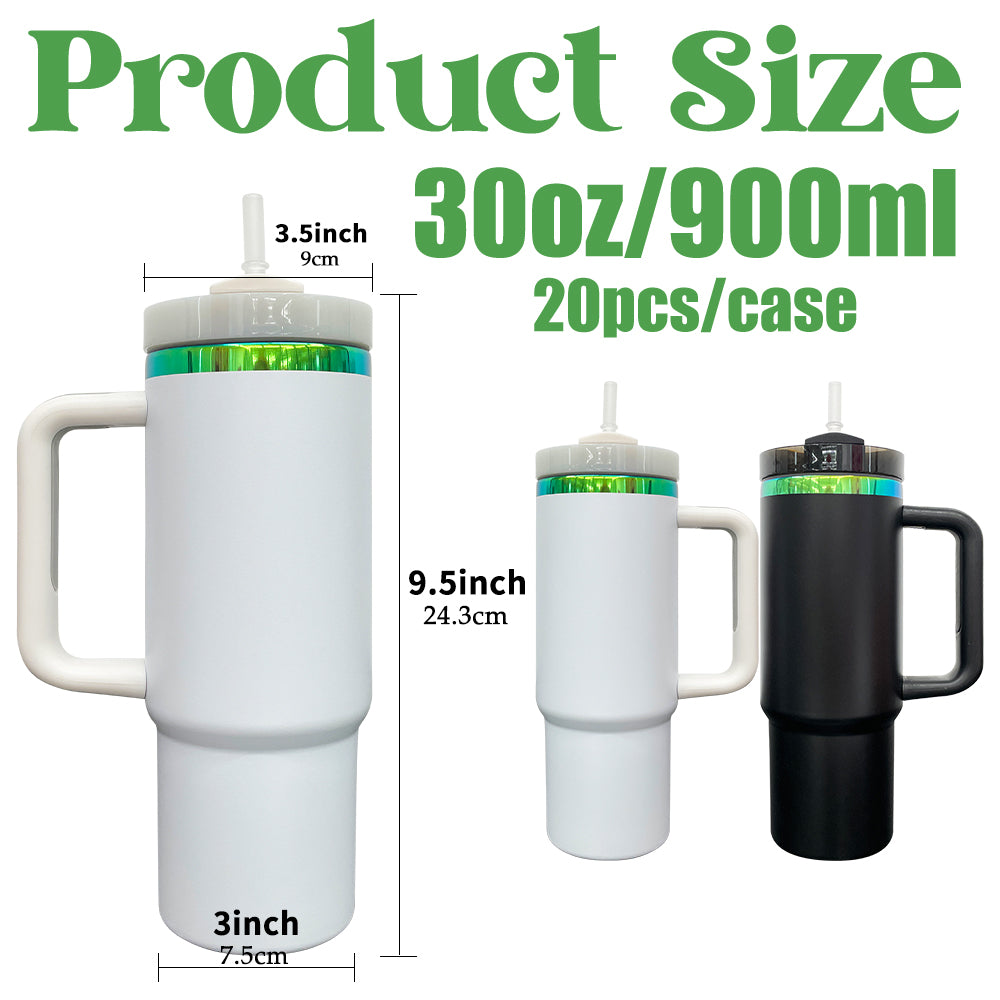 🍀30oz Ombre Green Underneath Powder Coated H2.0 Quencher Tumblers For Laser Engrave -CNLCA