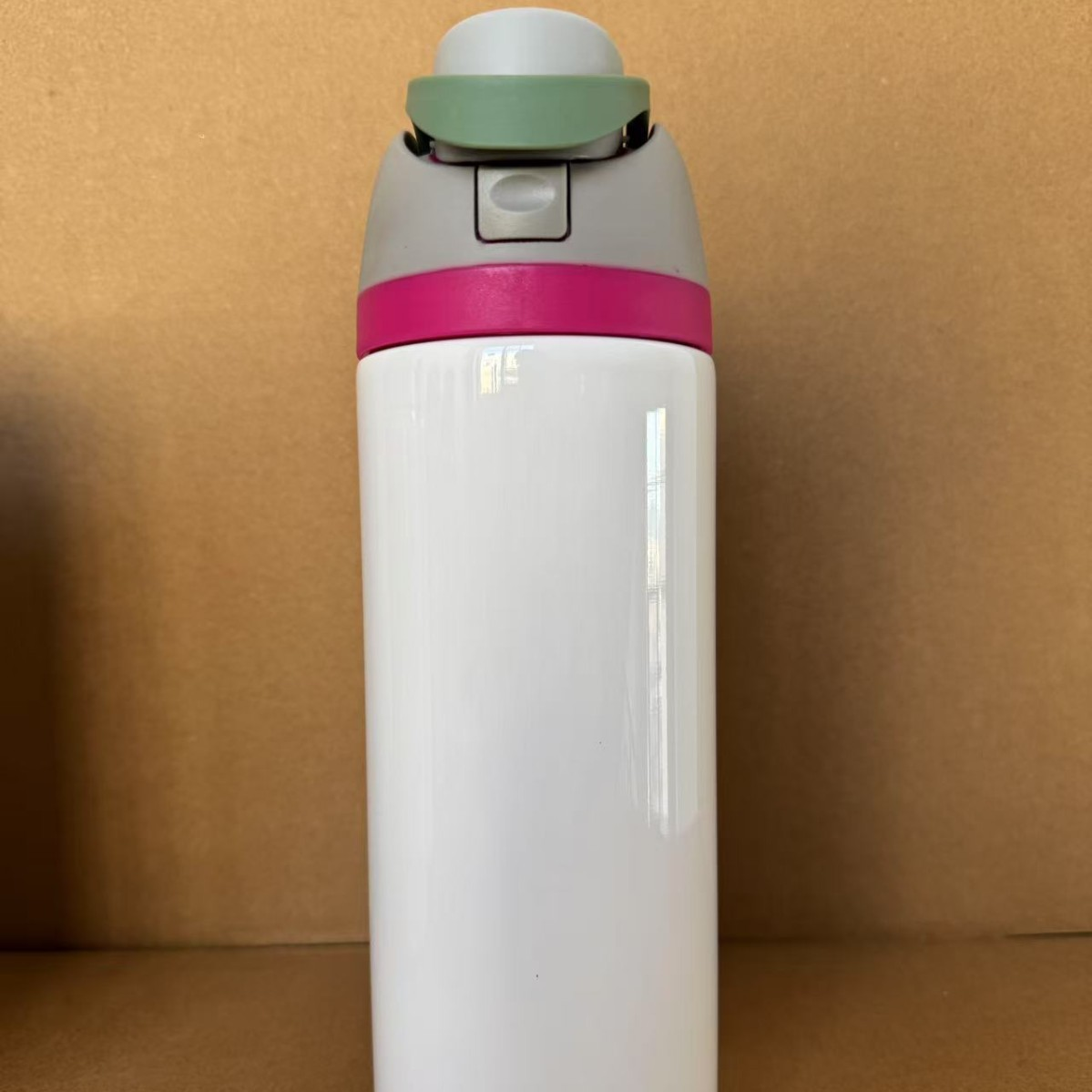 24oz White Sublimation Stainless Steel Sports Flip Straw Lid Owala Style Water Bottle-CNLCA