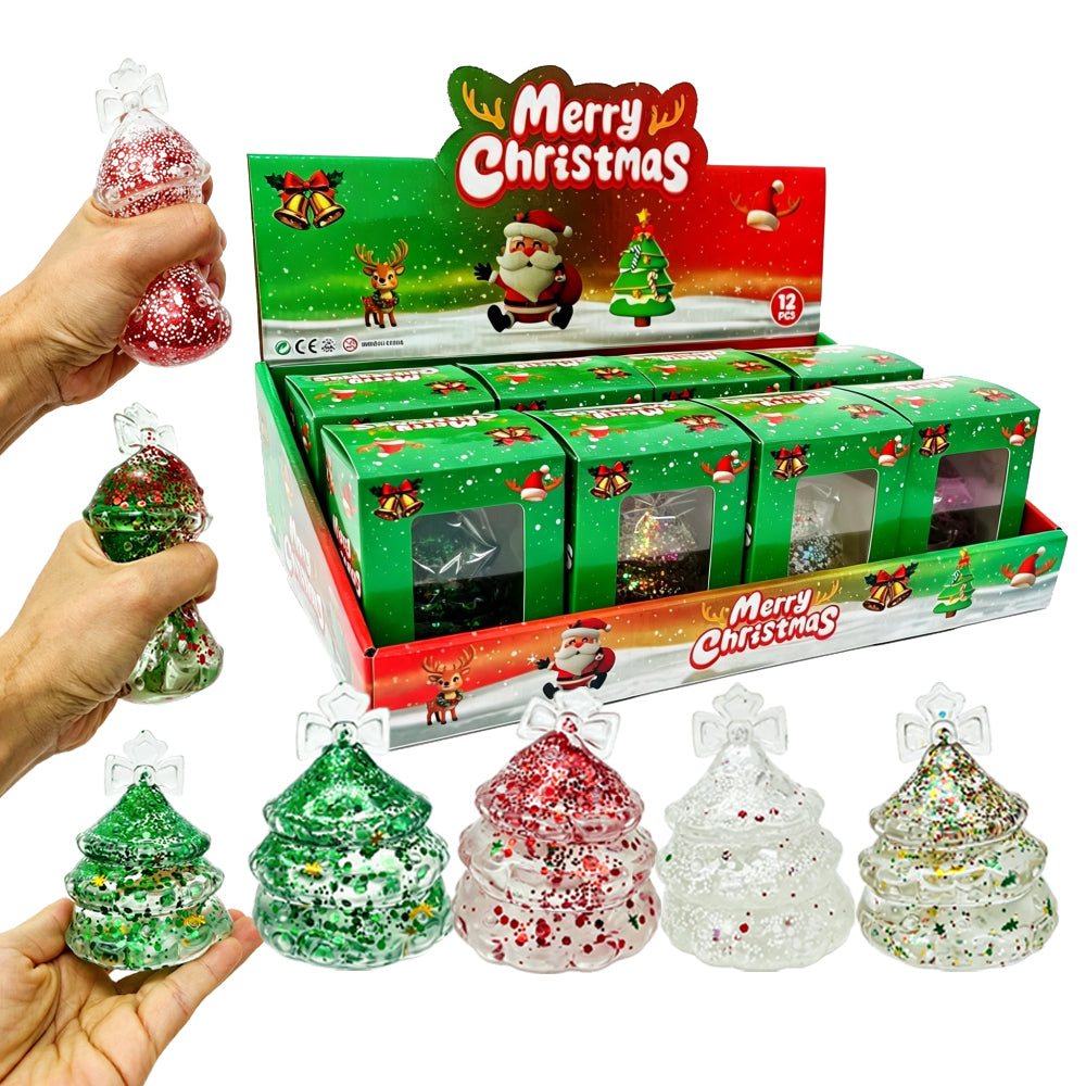 72Pack Glitter Christmas Tree Squish Xmas Tree Squishy Squeeze Fidget Toys-CNLCA
