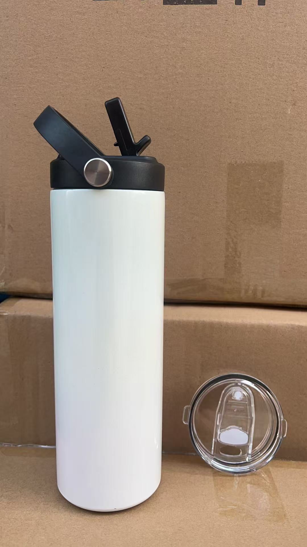 20oz White Blank Sublimation Skinny Straight Tumbler With Dual 2 Lids-CNLCA