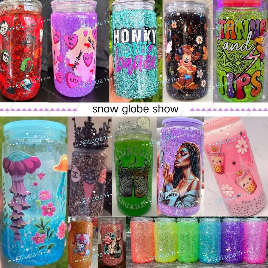 16oz Double Wall Snow Globe Plastic Can-CNLCA