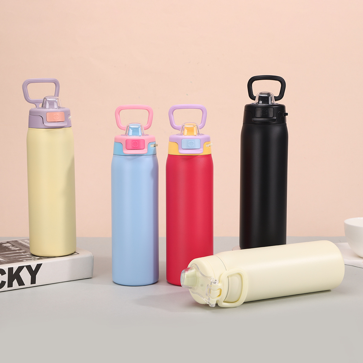 22oz 650ml Handle Bouncing Lid Fashion Sports Stainless Steel Insulated Owala Style Water Bottle Tumbler for Laser Engrave-CNLCA