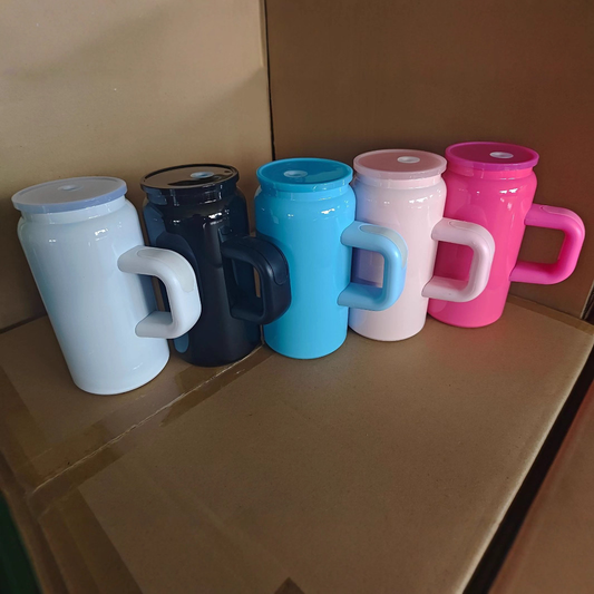 16oz Blue Pink White Black Colors Stainless Steel Tumbler with Handle-CNLCA
