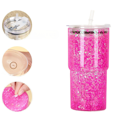 40Pack 17oz Colorful Double Wall Pre Drilled Snow Globe Plastic Tumbler Snowglobe Cup-CNLCA