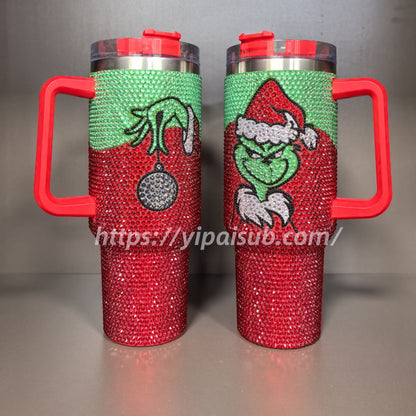 17oz 40oz Grinch Rhinestone Bling Stainless Steel Tumbler-CNLCA