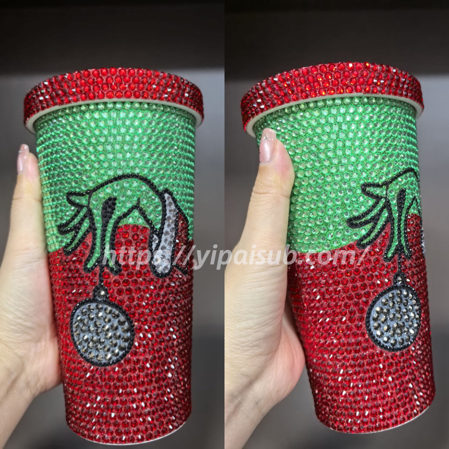 17oz 40oz Grinch Rhinestone Bling Stainless Steel Tumbler-CNLCA