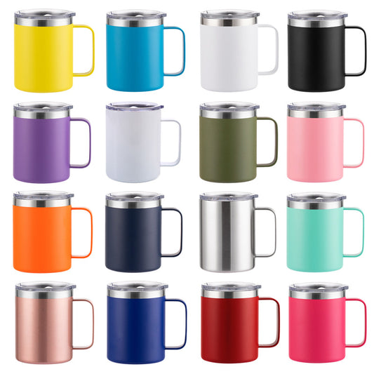 12oz/14oz/16oz Double Wall Powder Coated Stainless Steel Mug With Handle -CNLCA