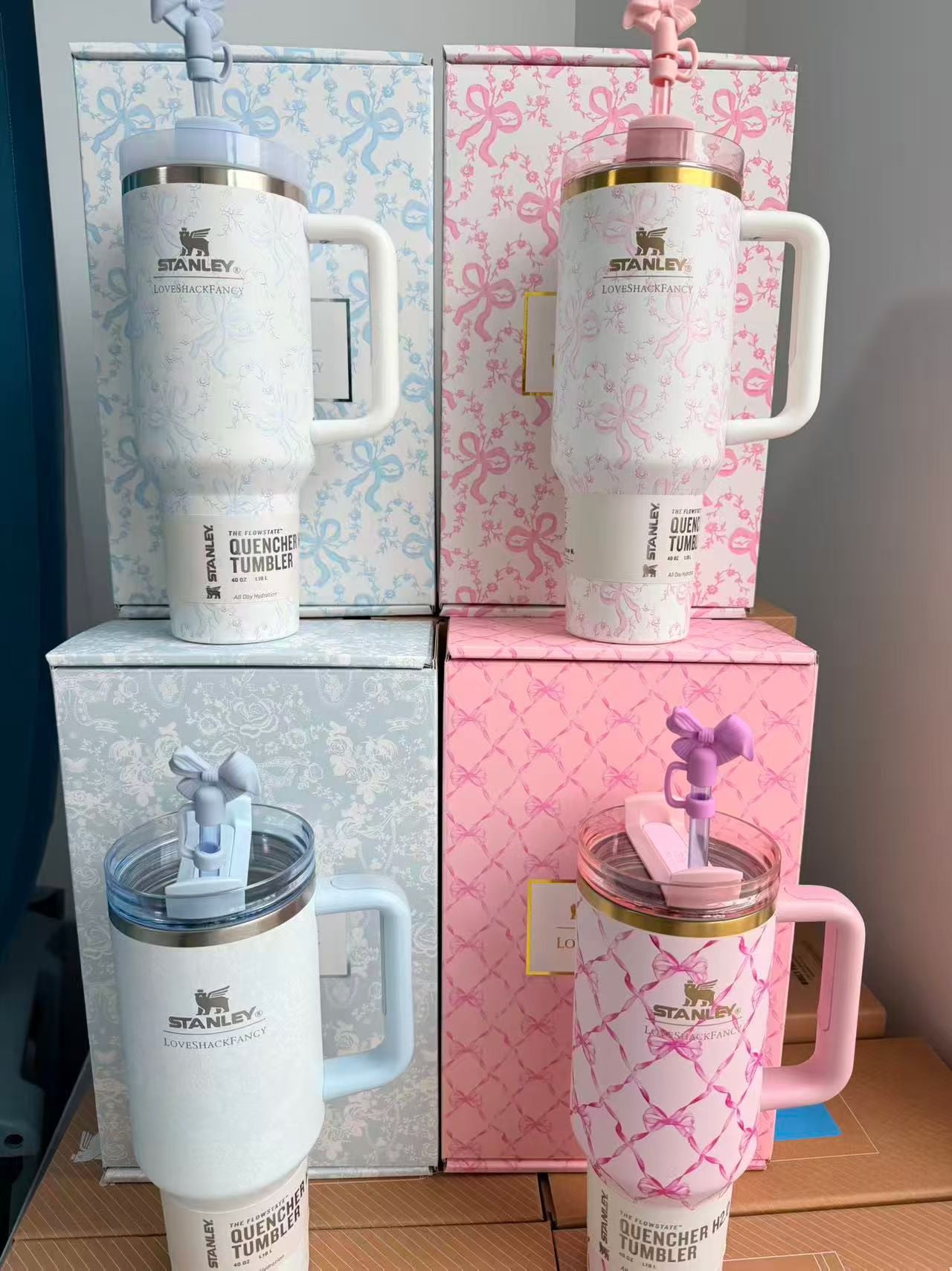 40oz Love Shack Fancy Stainess Steel Stanley Style Quencher Tumbler-CNLCA