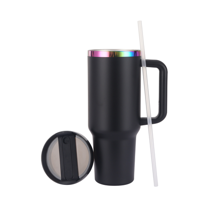 Sales!!!⏰40oz H2.0 Stanley Style Rainbow Plated Underneath Powder Coated Stainless Steel Quencher Tumbler-CNLCA