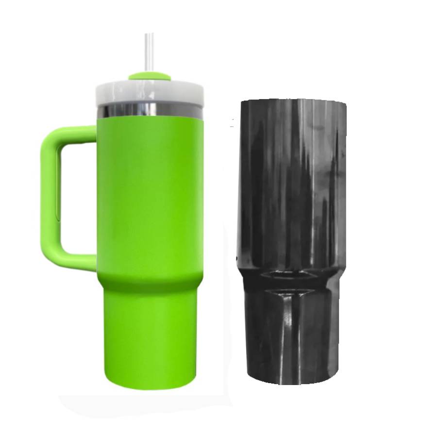 30oz Black Plated Underneath Powder Coated Green Color Quencher Tumblers For Laser Engrave -CNLCA