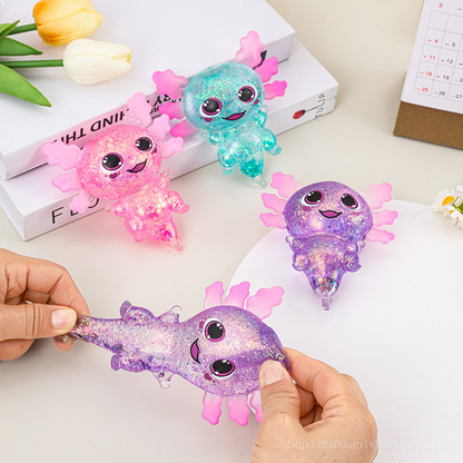 Big Gill Glitter Axolotl Squishy Toy Maltose Filled Super Soft Slow Rising Stress Relief Fidget Squeeze Toy for Kids Adults Anxiety Relief-CNLCA