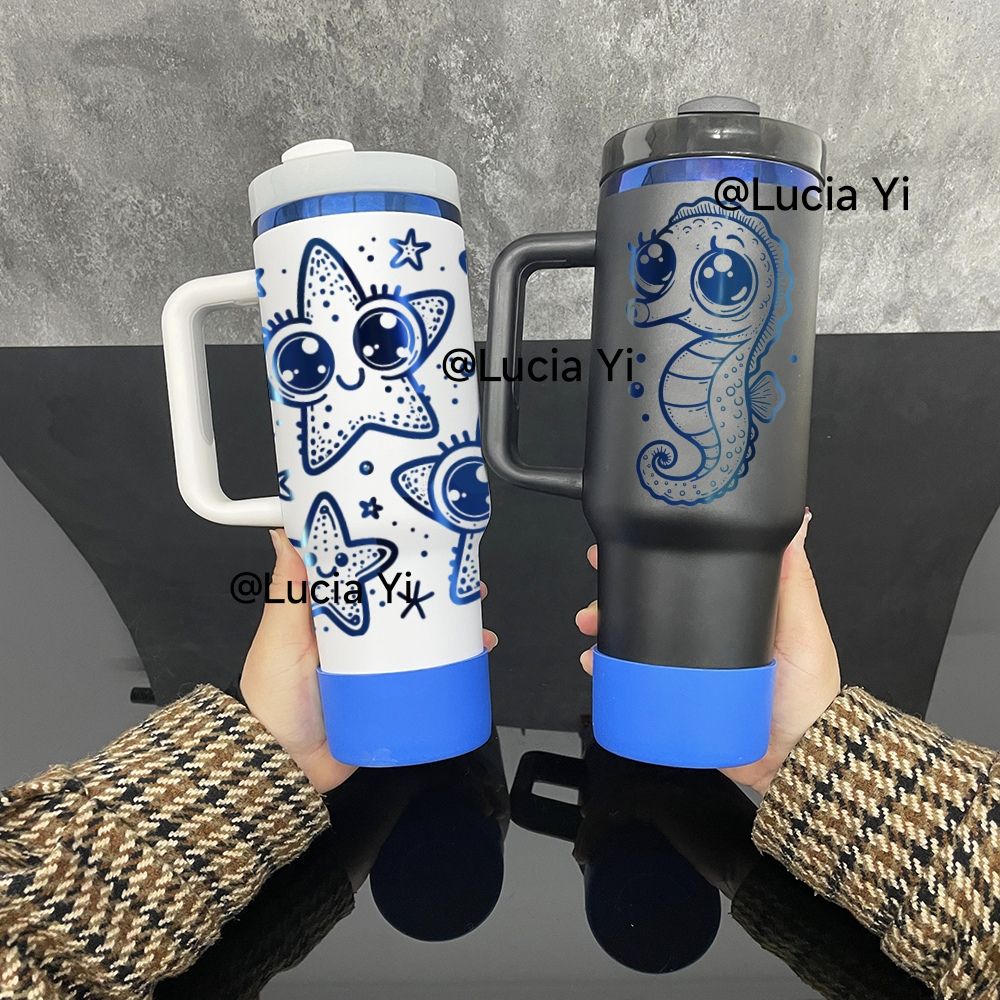 💎💎40oz Blue Underneath Powder Coated H2.0 Quencher Tumblers For Laser Engraving -CNLCA