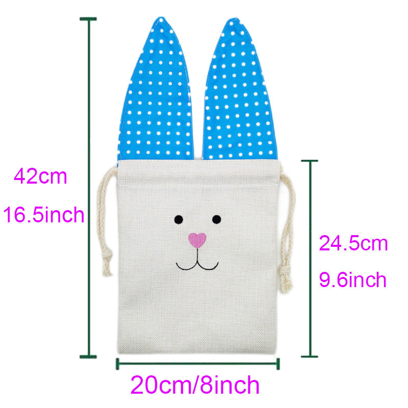 Blank Sublimation Easter Bunny Ear Drawstring Shopping Candy Bag-CNLCA