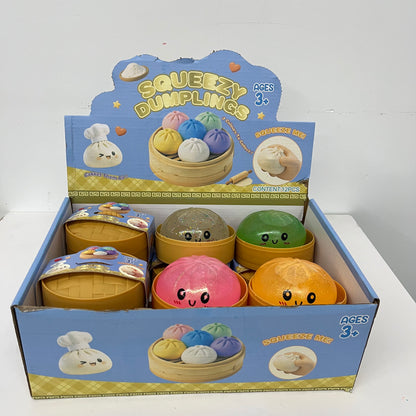 8.5cm Glitter Squeeze Dumpling Bun Sensory Stress Ball Squishy Fidget Toy for Anxiety Relief-CNLCA