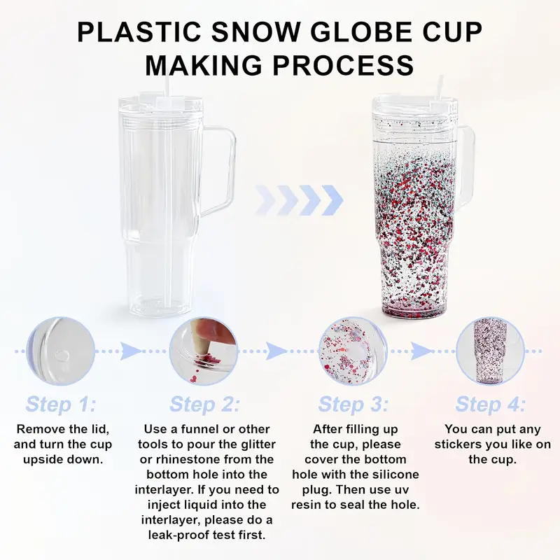 20 Pack 40oz Colorful Lid Pre Drilled Snow Globe Tumbler Double Wall Plastic Cups Mug-CNLCA