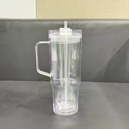 20 Pack 40oz Clear Pre Drilled Snow Globe Tumbler Double Wall Plastic Cups Mug-CNLCA