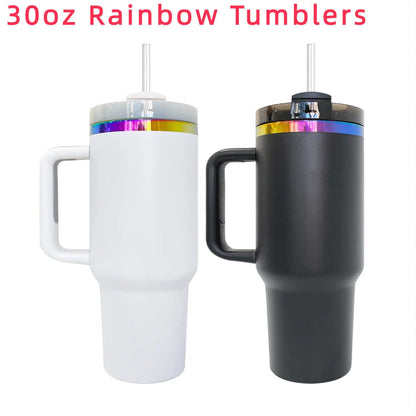 30oz & 40oz H2.0 Stanley Style Rainbow Plated Quencher Tumbler-CNLCA