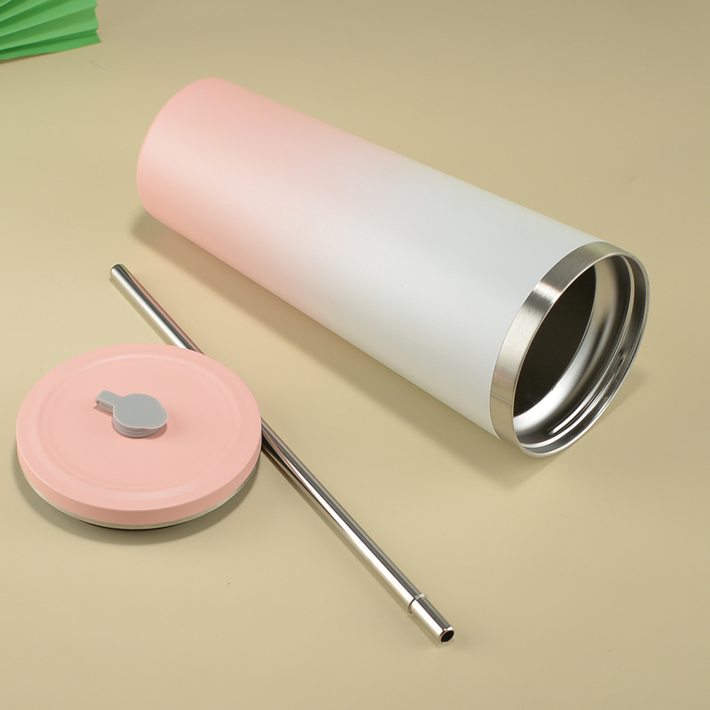 500ml-17oz 750-25oz Ombre Color Stainless Steel Straw Coffee Tumbler Cup for Laser Engrave-CNLCA