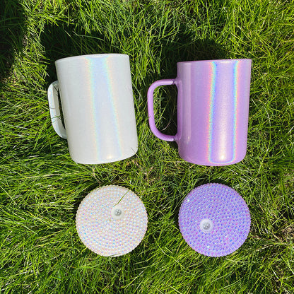 17oz Shimmer Glitter Hot Coffee Mugs Blank Sublimation Glass Mug  -CNLCA