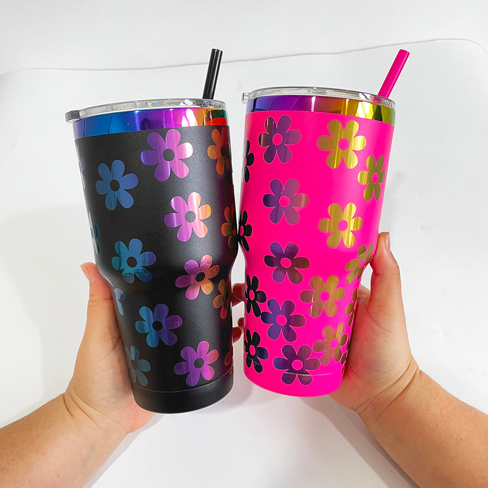 30oz Rainbow Plated Powder Coated Tumbler for Laser Engraved -CNLCA