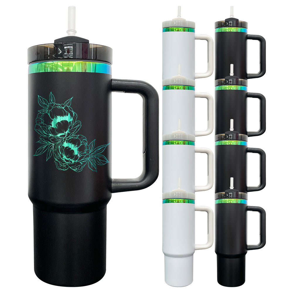 🍀30oz Ombre Green Underneath Powder Coated H2.0 Quencher Tumblers For Laser Engrave -CNLCA