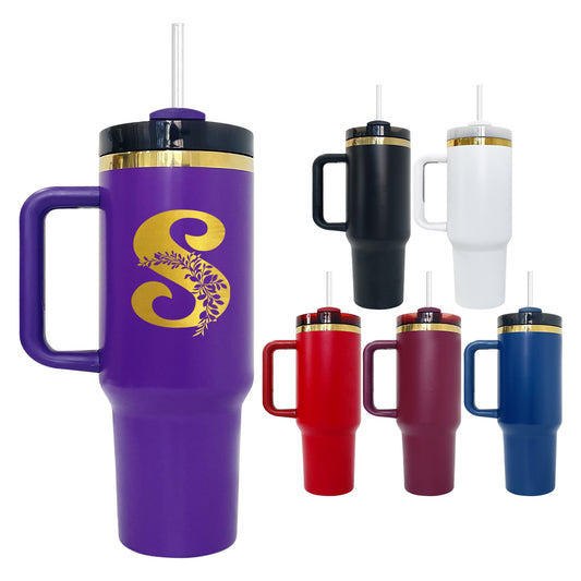 4Pack/8Pack/12Pack 40oz H2.0 Upgraded Gold Plated Underneath Powder Coated Tumblers Travel Mugs with Handle-CNLCA