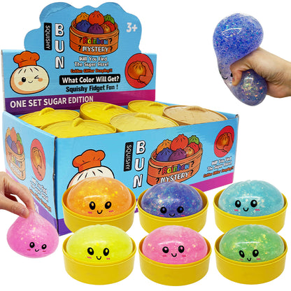 8.5cm 6 Colors Realistic Pectin Steamed Bun Glitter Dumpling Squishy Toys Stress Relief Fidget Toy-CNLCA