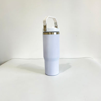 30oz White Blank Sublimation School Kids Flip Straw Tumbler Water Bottle-CNLCA