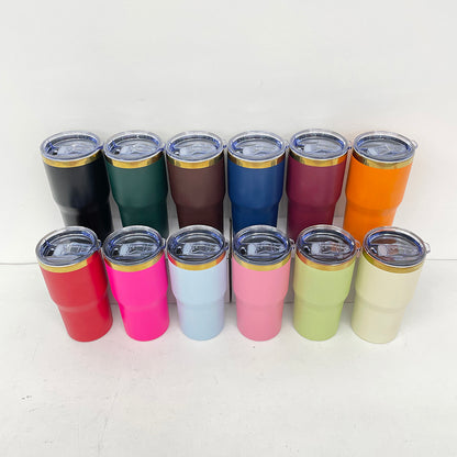 20oz Gold Plated Car Tumbler Travel Coffee Mug for Laser Engraving with Leakproof Slide Lid-CNLCA