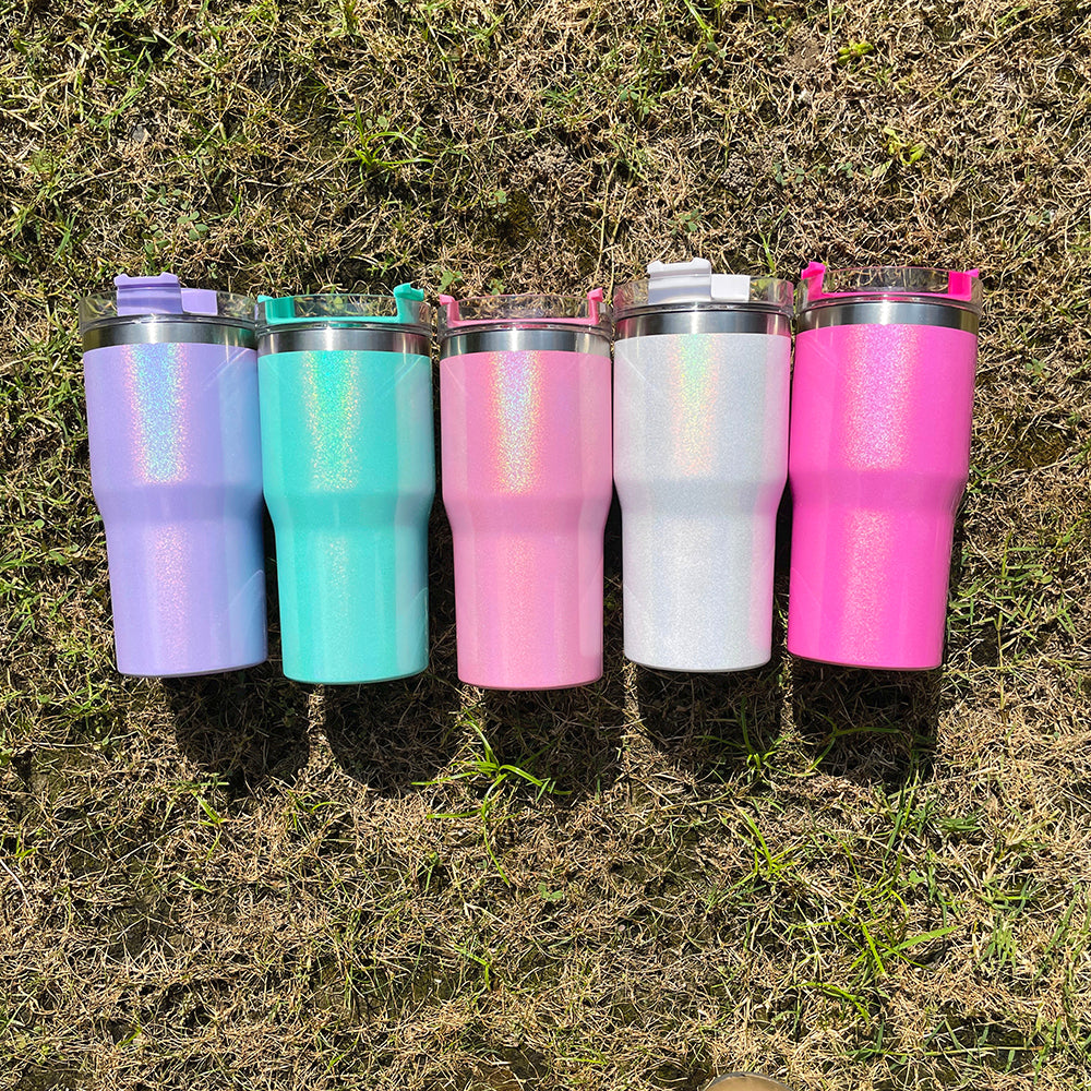 China Warehouse Blank Sublimation Shimmer 20oz Kids Sparkly Stanley Style Tumbler 25pcs/case-CNLCA