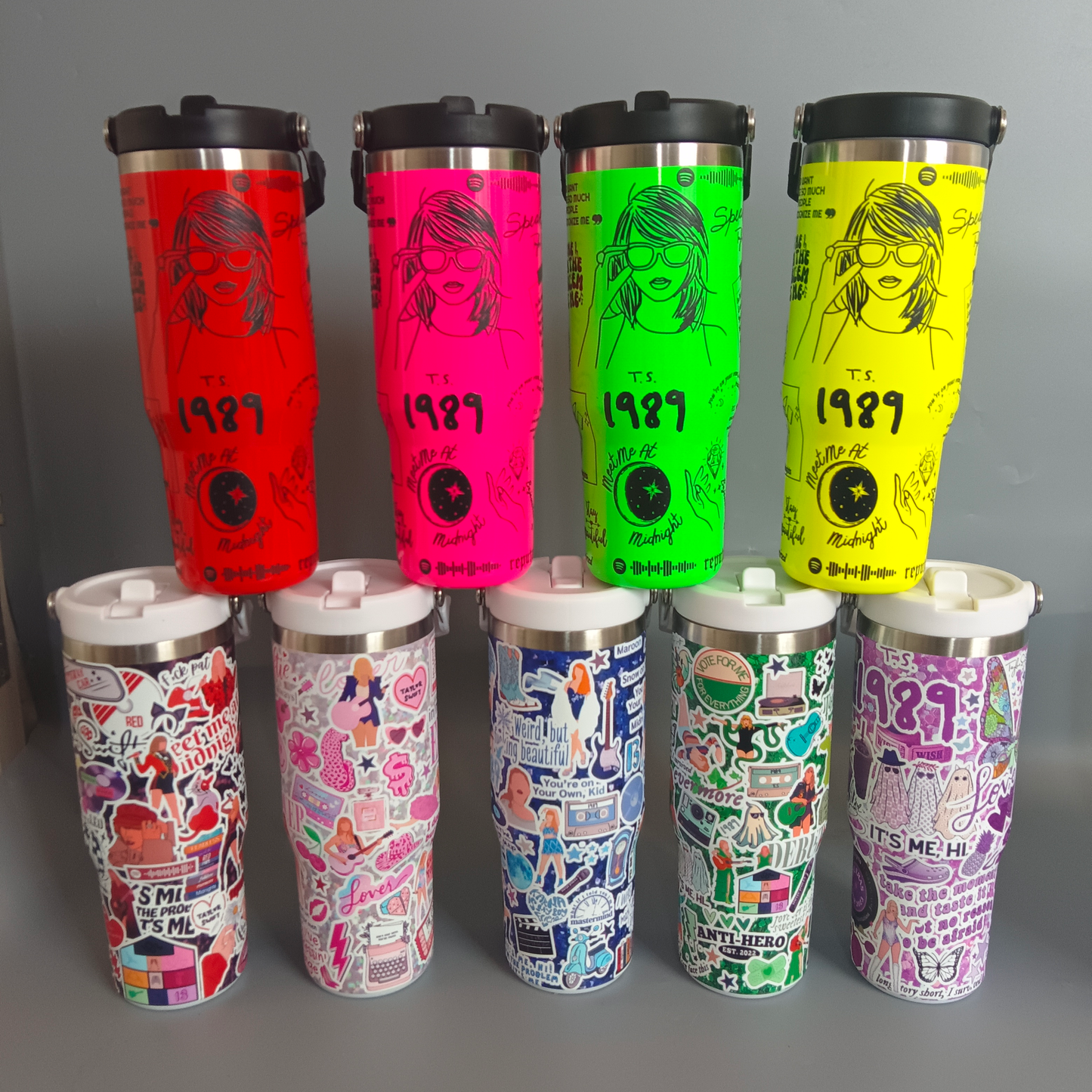 30oz Flip Straw Tumbler Water Bottle With Taylor Swift Designs-CNLCA